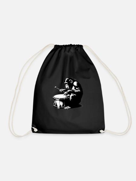 Batteur dans Monkey Orchestra StreetArt Banksy Style - Sac de sport léger - noir