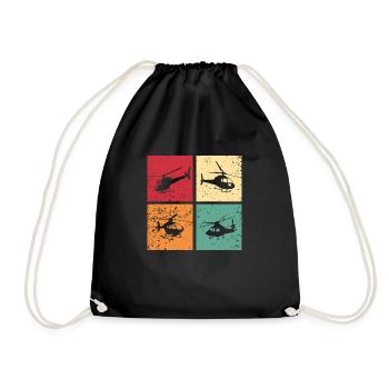Hélicoptère Hélicoptère Cadeau Rétro - Sac de sport léger - noir - Devant