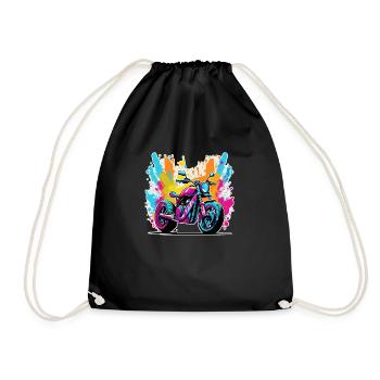 moto vintage style retro - graffiti - Sac de sport léger - noir - Devant