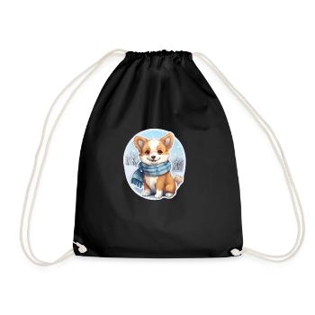 Welsh Corgi avec écharpe - Sac de sport léger - noir - Devant