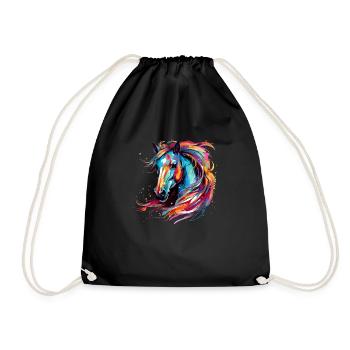T-Shirt Cheval Chevaux Equitation Dressage Équestre - Sac de sport léger - noir - Devant