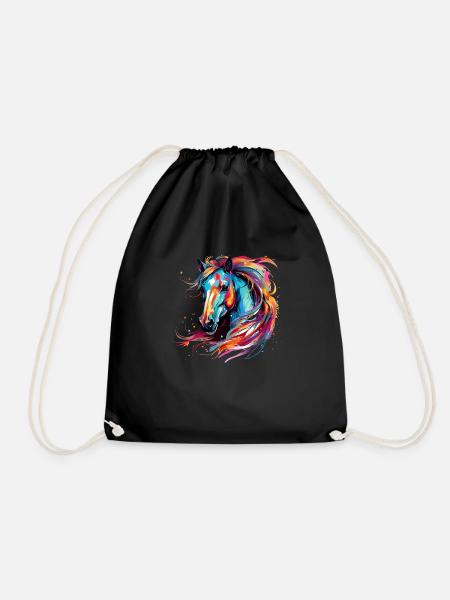 Pferd T-Shirt Pferde Reiten Dressur Reitsport - Turnbeutel - Schwarz