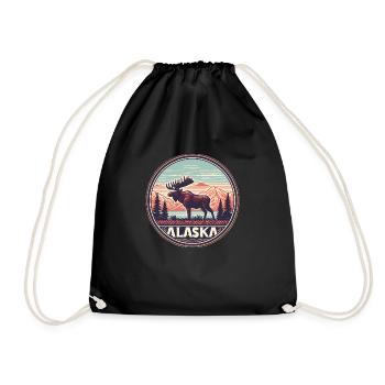 Alaska - Moose - Drawstring Bag - black - Front