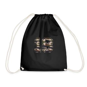 Number 18, camouflage-brown-green, customisable - Drawstring Bag - black - Front