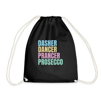 Funny Christmas Prosecco - Drawstring Bag - black - Front