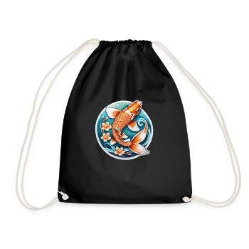 Koi Carp - Japanese Fish - Drawstring Bag - black - Front