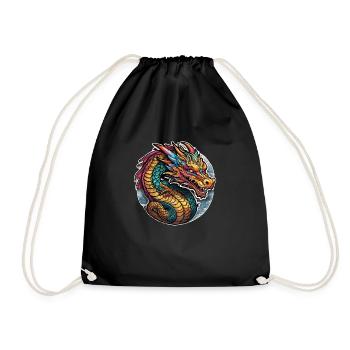 Asiatischer Drache - Japan - Chinesisch - Turnbeutel - Schwarz - Vorne
