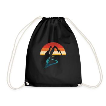 Ski Touring Winter Sports Mountain Skier Gift Skit - Drawstring Bag - black - Front