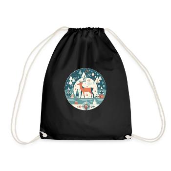 Cerf avec l’élément de Noël, Cerfs d’amour - Sac de sport léger - noir - Devant
