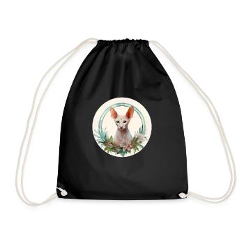 Oriental Shorthair Cat Boho Style, Love Cats - Drawstring Bag - black - Front