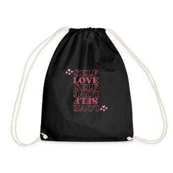 self love affirmation - Drawstring Bag - black - Front