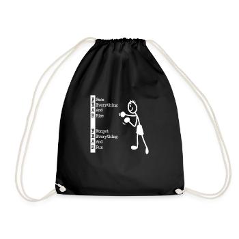 Stick Figure Boxer Fighting Spirit Positive Strength - Drawstring Bag - black - Front