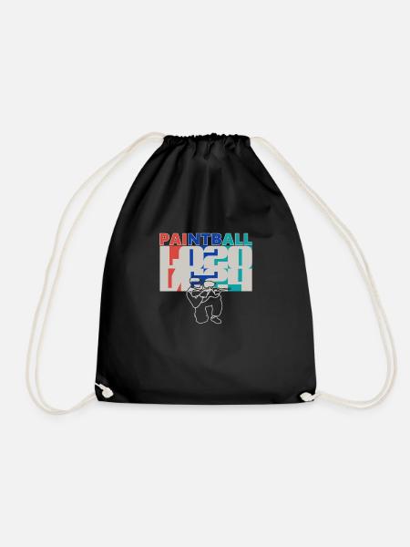 Paintball love 2024, paintballer silhuette - Drawstring Bag - black