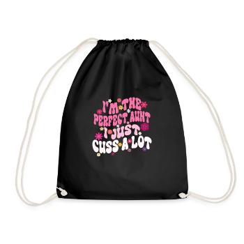 I'm the Perfect Aunt I Just Cuss a Lot Groovy aunt - Drawstring Bag - black - Front