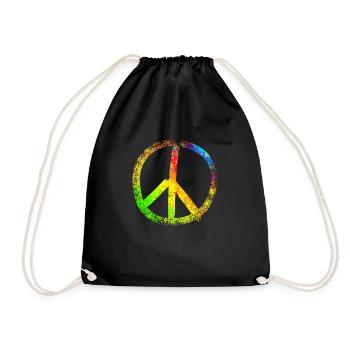 peace sign rainbow 02 - Turnbeutel - Schwarz - Vorne
