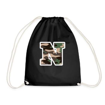 Letter N Military Camouflage - Gift Idea - Drawstring Bag - black - Front