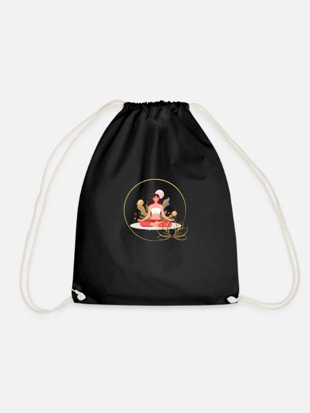 Peace of heart : Woman in the Lotus position - Drawstring Bag - black