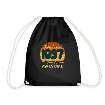 Né en 1937 - Vintage 1937 Anniversaire Rétro - Sac de sport léger - noir - Devant