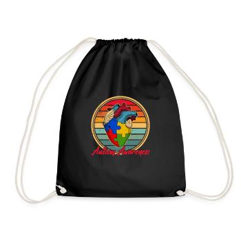 Autism awareness Heart Colors Autism puzzle piece - Drawstring Bag - black - Front