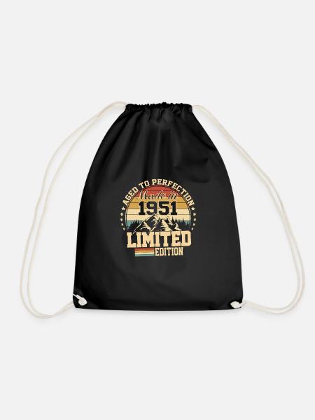1951 birthday 1951 born in 1951 birthday - Drawstring Bag - black