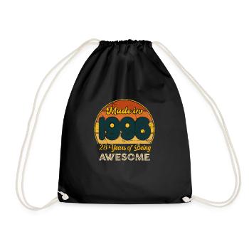 Born in 1996 - Vintage 1996 Birthday Retro - Drawstring Bag - black - Front