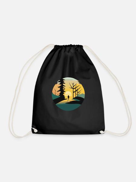 Sunrise in the forest - Drawstring Bag - black