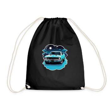 voiture vintage couché de soleil - Sac de sport léger - noir - Devant