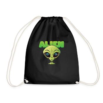 Alienkopf - Turnbeutel - Schwarz - Vorne