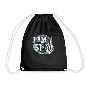 I'm 51 plus 1 middle finger Skull funny 52nd - Drawstring Bag - black - Front