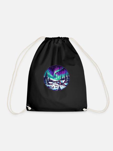 Mystical Northern Lights - Drawstring Bag - black