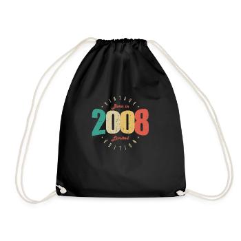 2008 Vintage Retro Geburtstagsgeschenk 2008 - Turnbeutel - Schwarz - Vorne