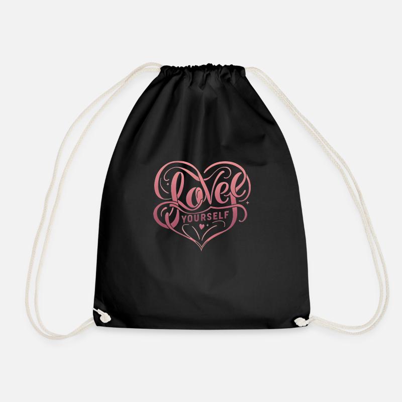 Love yourself - Drawstring Bag - black