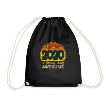 Jahrgang 2020 - Jahrgang 2020 Retro-Jubiläum - Turnbeutel - Schwarz - Vorne