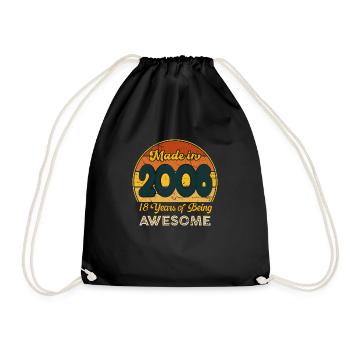 Born in 2006 - Vintage 2006 Retro Birthday - Drawstring Bag - black - Front