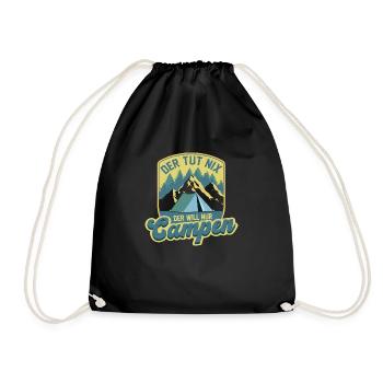 He doesn't do anything, he just wants to camp, camping vacation - Drawstring Bag - black - Front