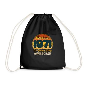 Né en 1971 - Vintage 1971 Anniversaire Rétro - Sac de sport léger - noir - Devant