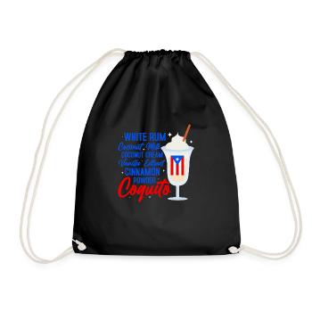 Coquito Recipe Rum Drink Coconut Puerto Rican - Drawstring Bag - black - Front