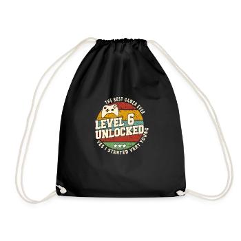 Original 2018 6th Anniversary Retro Gift - Drawstring Bag - black - Front