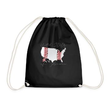 United States | real baseball | Map Script - Drawstring Bag - black - Front