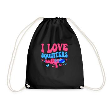 I Love Squirters Squirt Gun Summer Water Fun - Drawstring Bag - black - Front