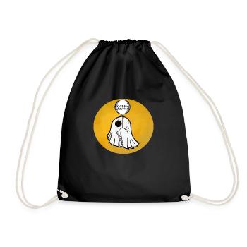 Halloween Ghost with a Balloon funny scary ghost - Drawstring Bag - black - Front