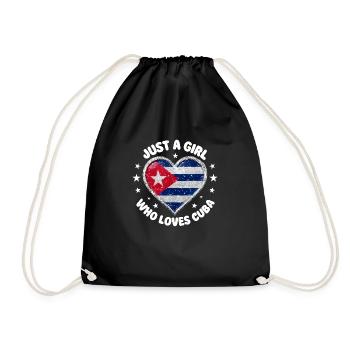Just A Girl Who Loves Cuba Heart Design - Drawstring Bag - black - Front