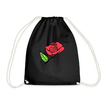 Pretty Beautiful Rose Blossom Leaf Roses Romantic - Drawstring Bag - black - Front