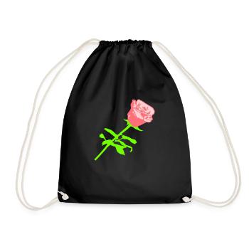 Pretty Beautiful Rose Blossom Leaf Roses Romantic - Drawstring Bag - black - Front