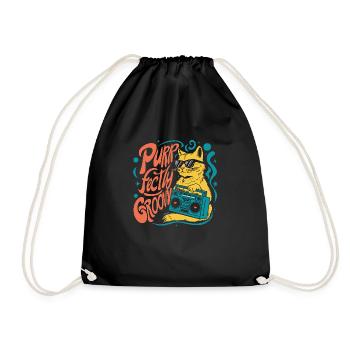 Purrfectly groovy - Drawstring Bag - black - Front