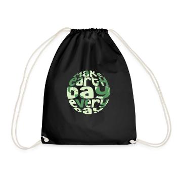 Make Earth Day Everyday Environmental Planet - Drawstring Bag - black - Front