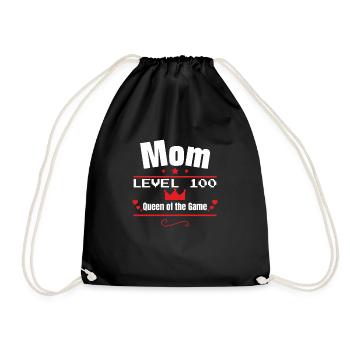 Mama Level 100: Königin des Spiels, Muttertagsges - Turnbeutel - Schwarz - Vorne