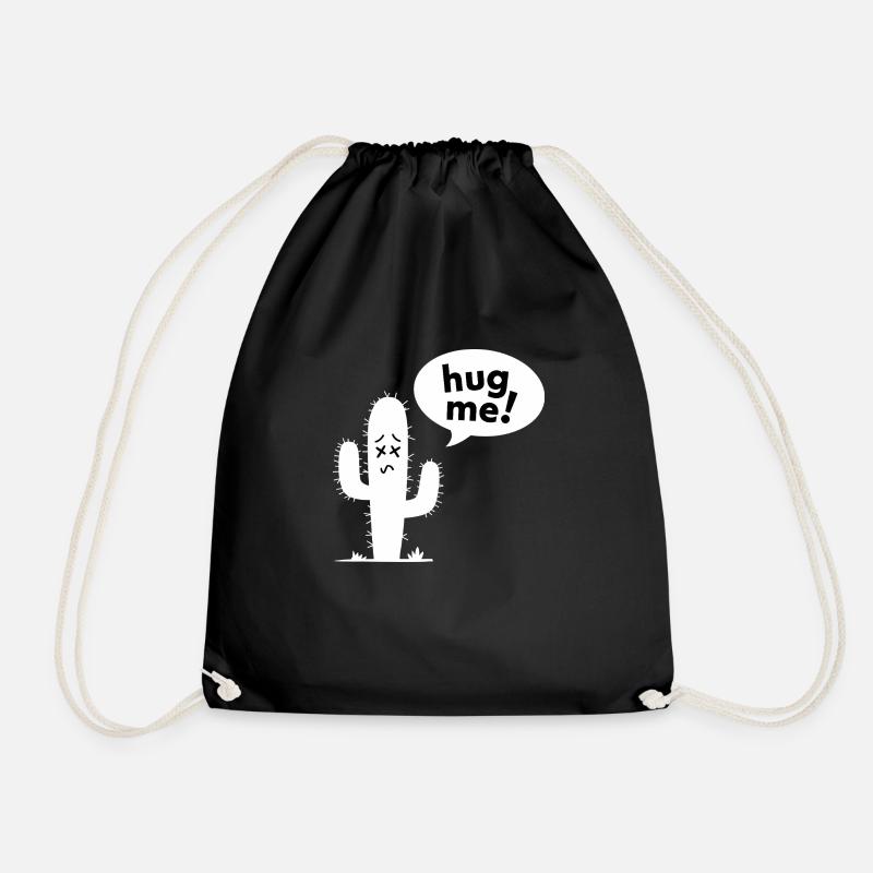 Hug Me! - Funny Cactus - Drawstring Bag - black