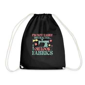 I'm Not Easily Distracted Quilter Quilting - Drawstring Bag - black - Front