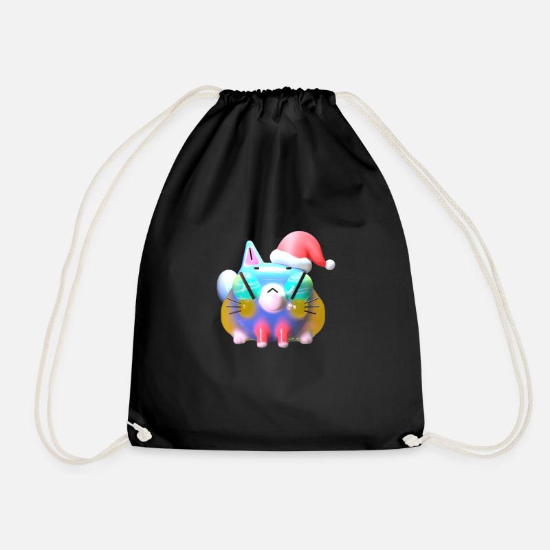Meow Christmas! - Drawstring Bag - black